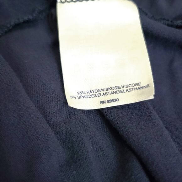 Lands End Midi Dress Size 3X Jersey Tie Waist Navy Sleeveless Split V Neck - Picture 7 of 7